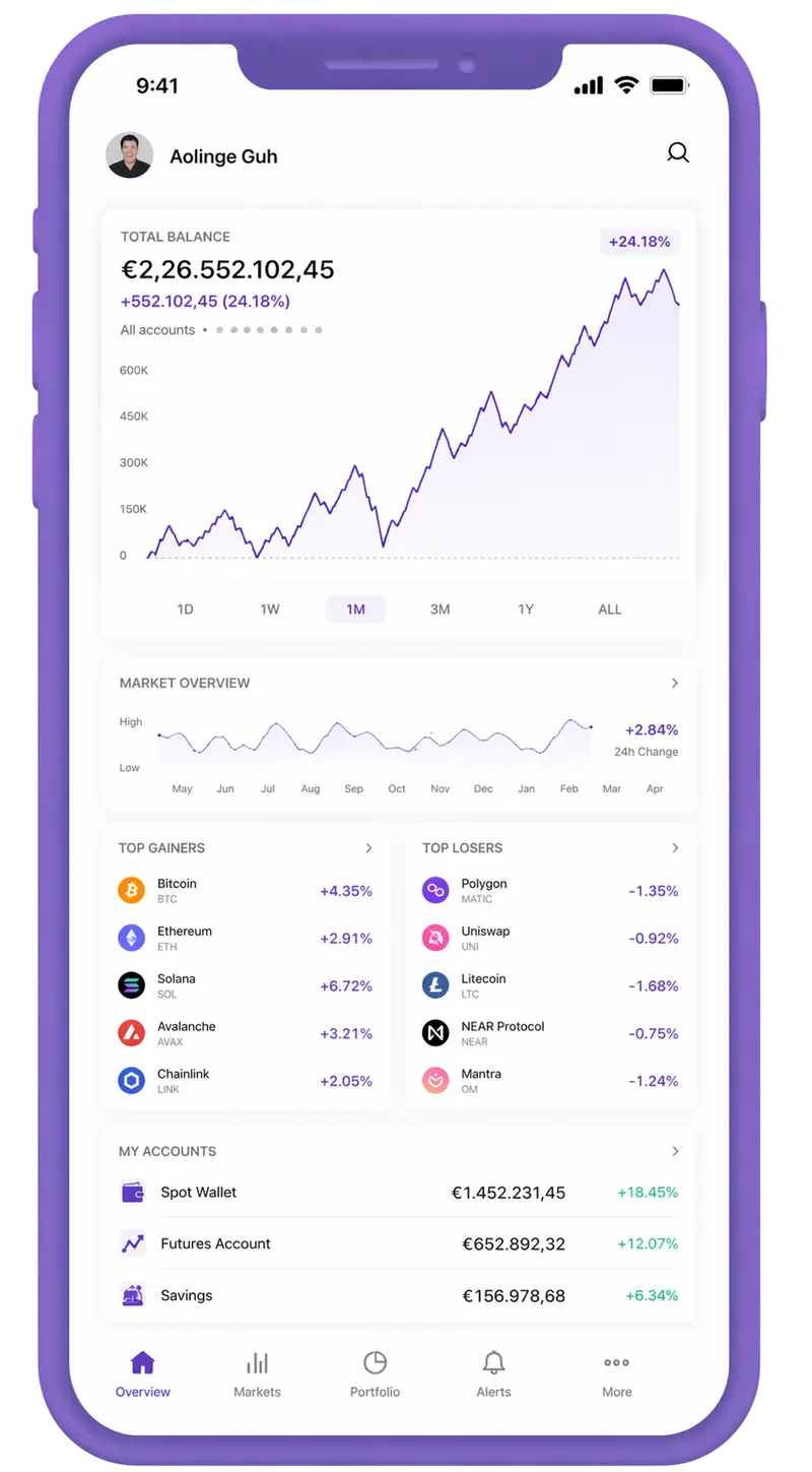 Xavista GPT mobile app showing portfolio overview